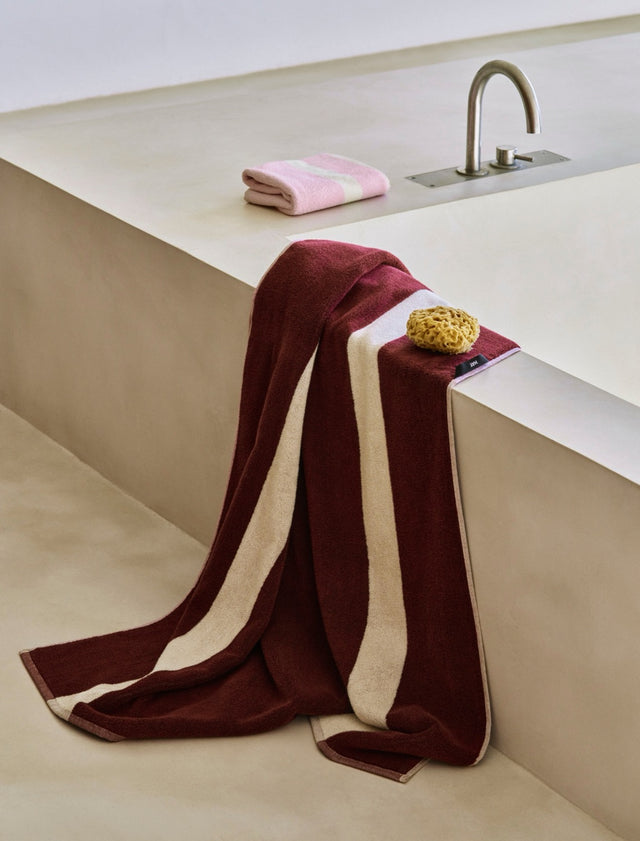 Badetuch 100x150cm | Stripe | Burgundy