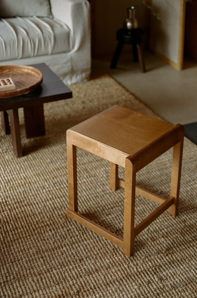 Hocker | Low Stool Warm Brown Birch