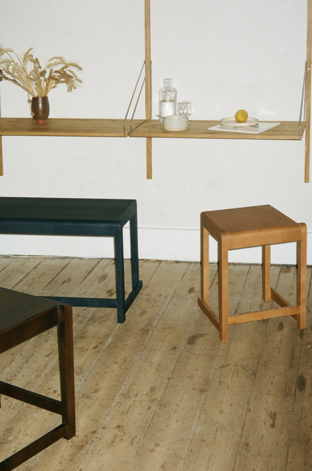 Hocker | Low Stool Warm Brown Birch