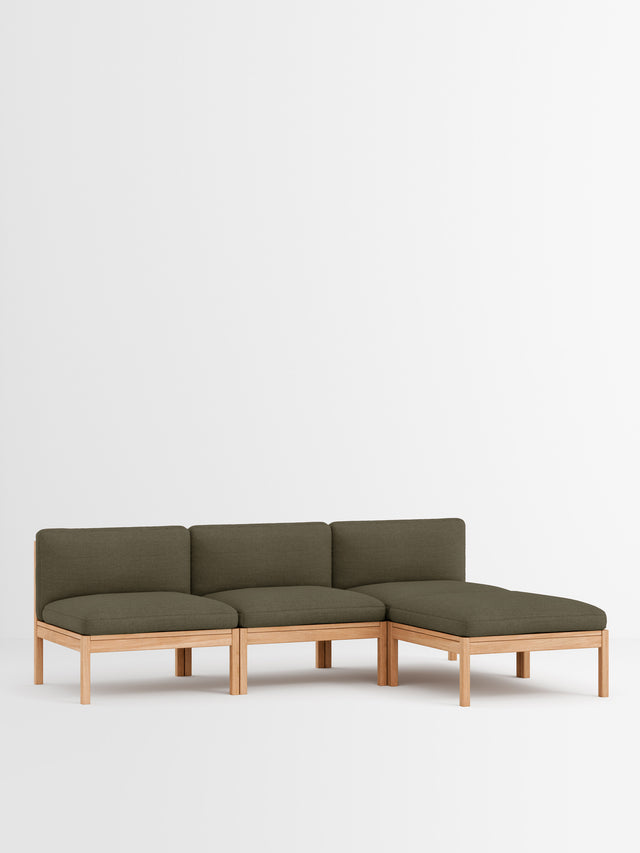 Moebe Sofa | 3-Sitzer mit Chaise Longue – Re-Wool 2 - 977 / Eiche natur