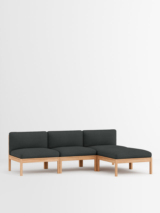 Moebe Sofa | 3-Sitzer mit Chaise Longue – Re-Wool 2 - 987 / Eiche natur