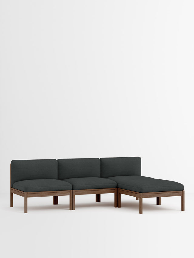 Moebe Sofa | 3-Sitzer mit Chaise Longue – Re-Wool 2 - 987 / Räuchereiche