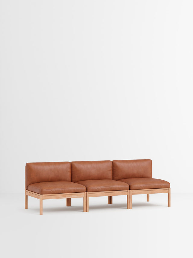 Moebe Sofa | 3-Sitzer – Leder Cognac / Eiche natur