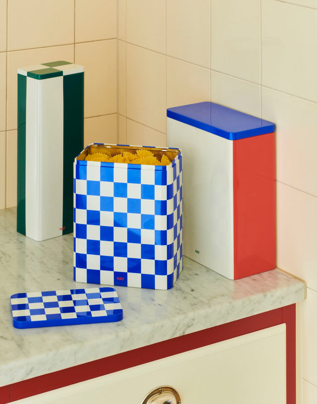Aufbewahrungsdose | Tin Container L, blau / off-white