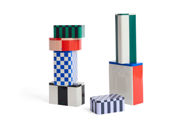 Aufbewahrungsdose | Tin Container XL, off-white / blau / rot