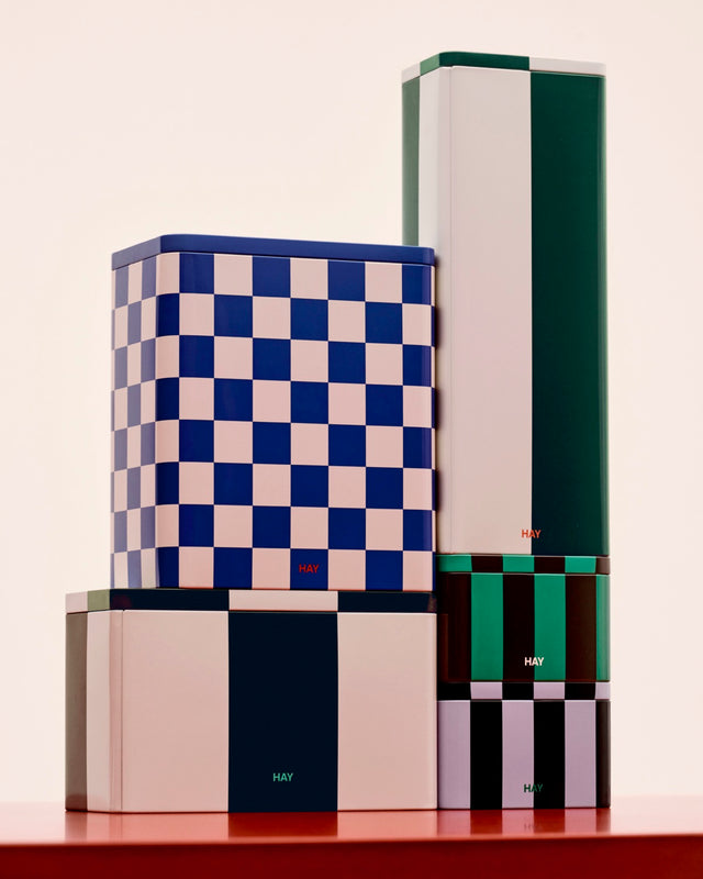 Aufbewahrungsdose | Tin Container L, blau / off-white