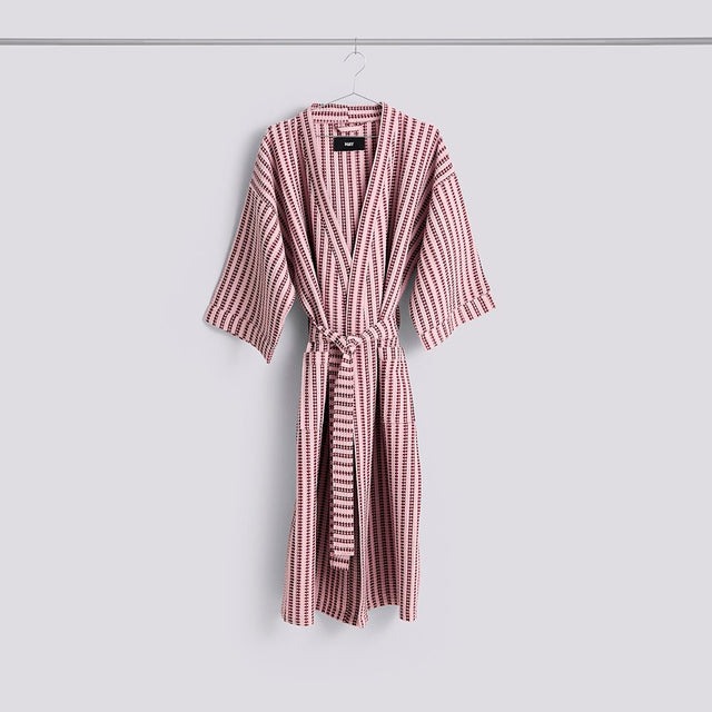 Bademantel | Waffle Bathrobe Stripe Cool Pink