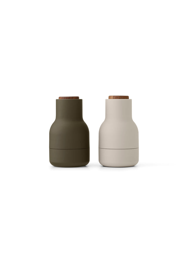 Bottle Grinder klein | Gewürzmühle Walnuss Hunting Green Beige | 2er Set
