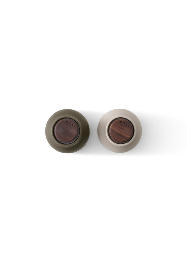 Bottle Grinder klein | Gewürzmühle Walnuss Hunting Green Beige | 2er Set