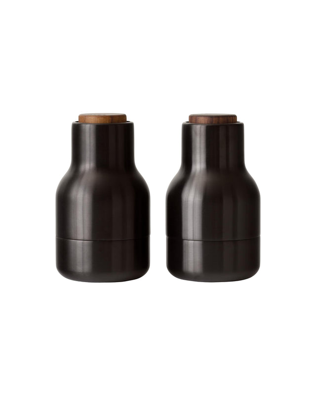 Bottle Grinder klein | Gewürzmühle Messing bronziert/Walnuss | 2er Set