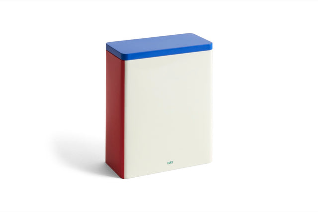 Aufbewahrungsdose | Tin Container XL, off-white / blau / rot