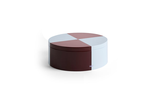 Aufbewahrungsdose | Rund, burgundy / ice-blue