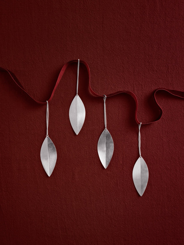 Christbaumanhänger | Leaf Ornaments 4er Set | Silver