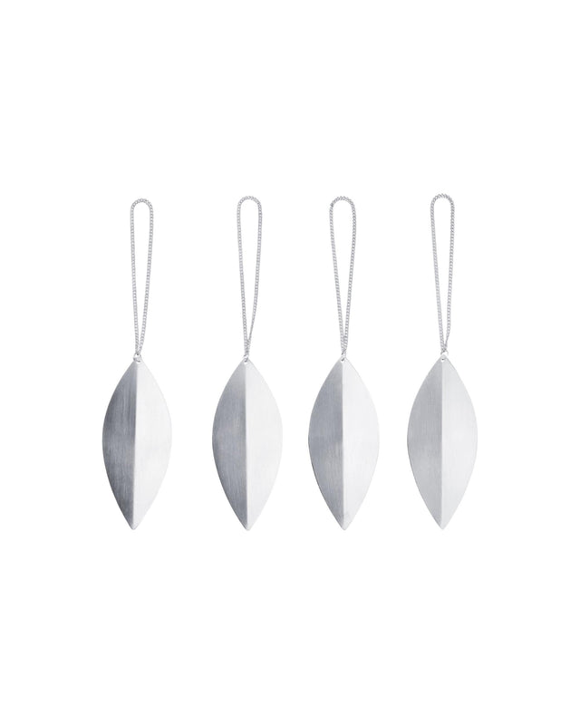 Christbaumanhänger | Leaf Ornaments 4er Set | Silver