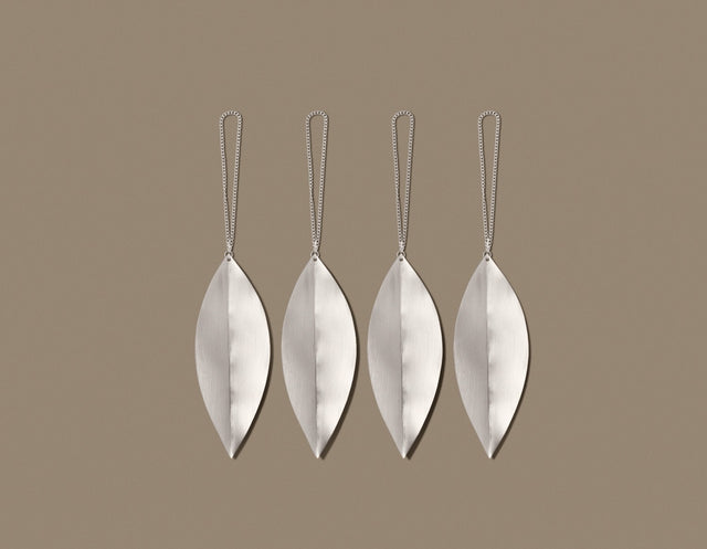Christbaumanhänger | Leaf Ornaments 4er Set | Silver