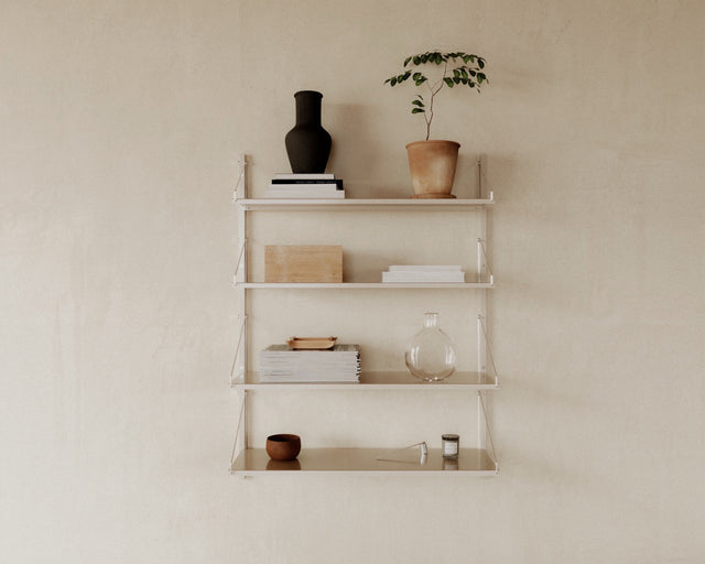 Wandregal | Shelf Library Single Section | Warm White Steel | H108.4 / B80