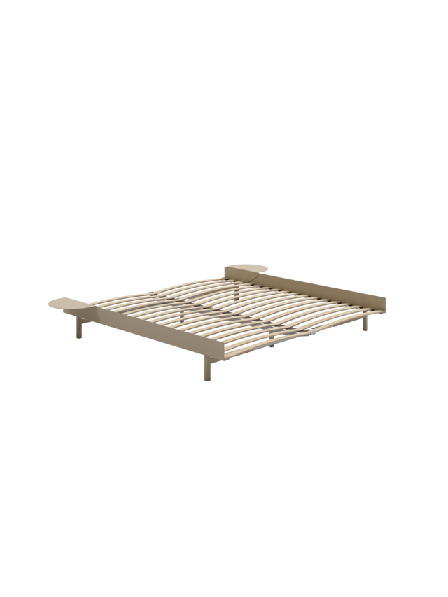 MOEBE Bettgestell 180cm Sand niedrig 2 Nachttische B-Ware