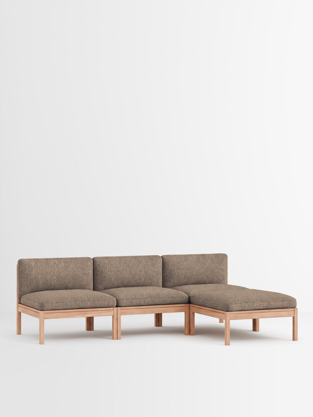 Moebe Sofa | 3-Sitzer mit Chaise Longue – Moss - 0013 / Eiche natur