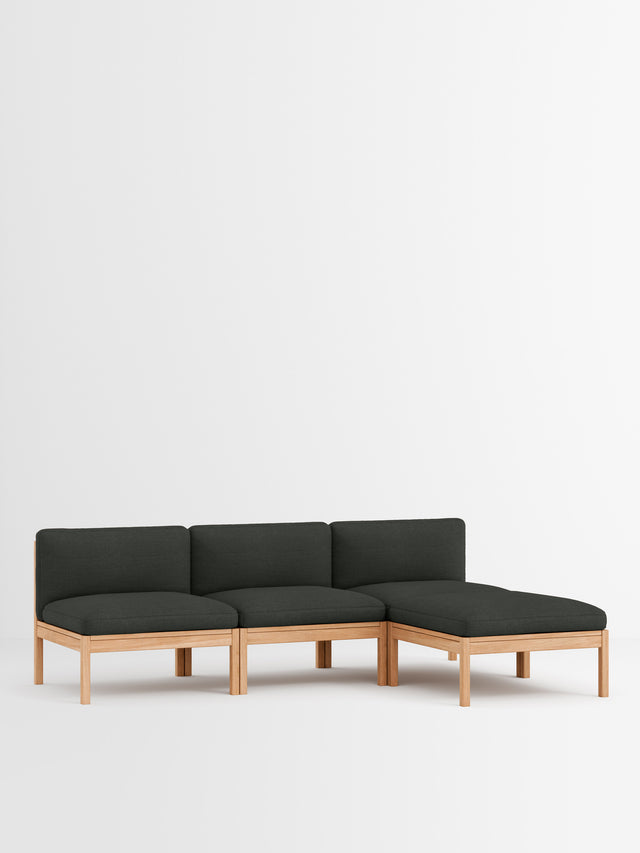 Moebe Sofa | 3-Sitzer mit Chaise Longue – Re-Wool 2 - 198 / Eiche natur