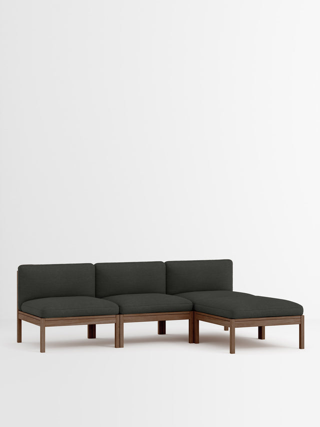 Moebe Sofa | 3-Sitzer mit Chaise Longue – Re-Wool 2 - 198 / Räuchereiche