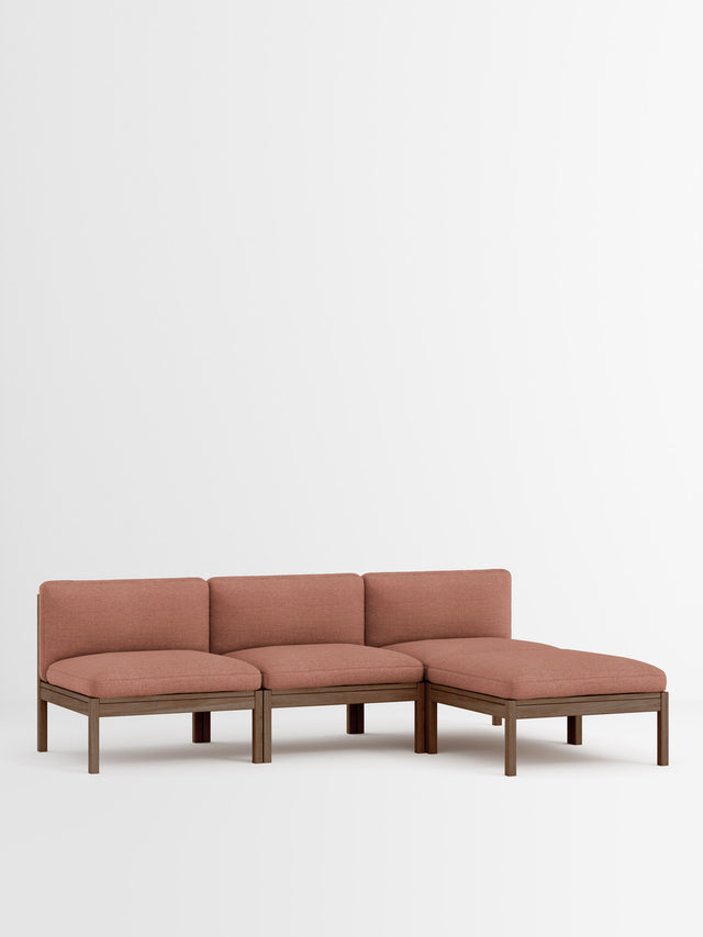 Moebe Sofa | 3-Sitzer mit Chaise Longue – Re-Wool 2 - 648 / Räuchereiche