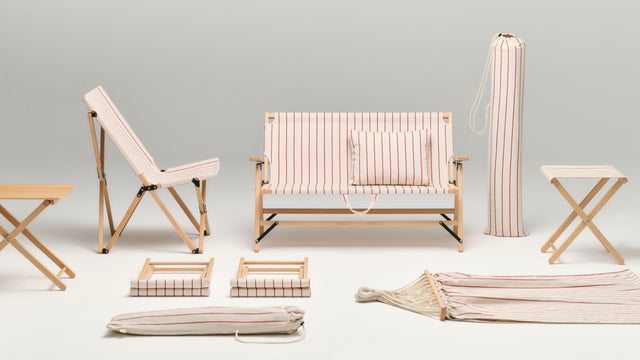 Klappsofa | Outdoor Market | Beige/Rot