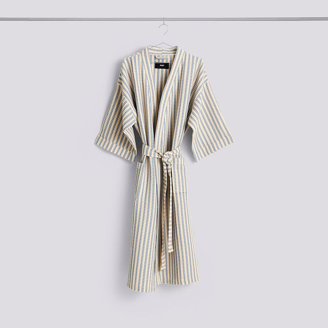 Bademantel | Waffle Bathrobe Stripe Dusty Blue
