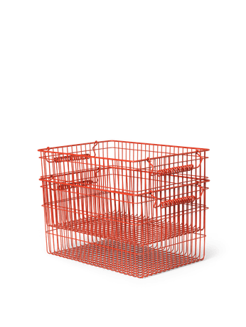 Stackable baskets | Cala Set of 2 - Poppy Red