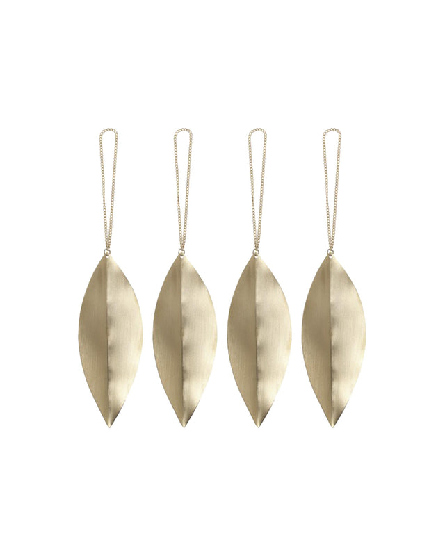 Christbaumanhänger | Leaf Ornaments 4er Set | Messing