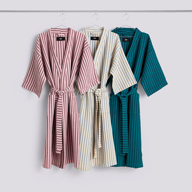 Bademantel | Waffle Bathrobe Stripe Dusty Blue
